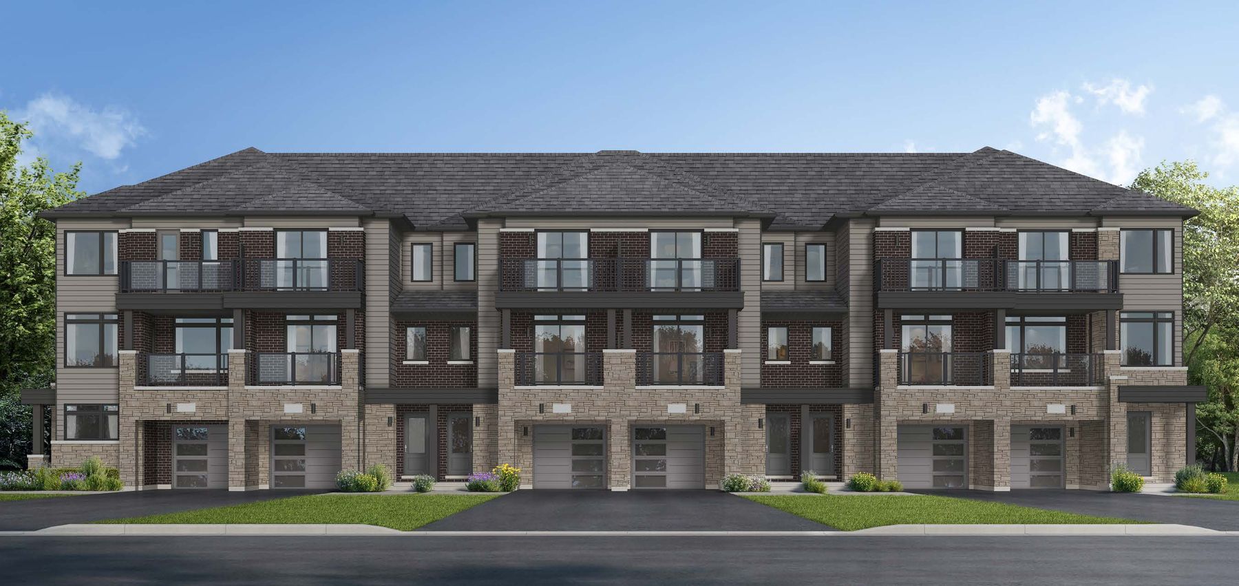 Village Towns elevation rendering, Ballantry Homes Hillsburgh