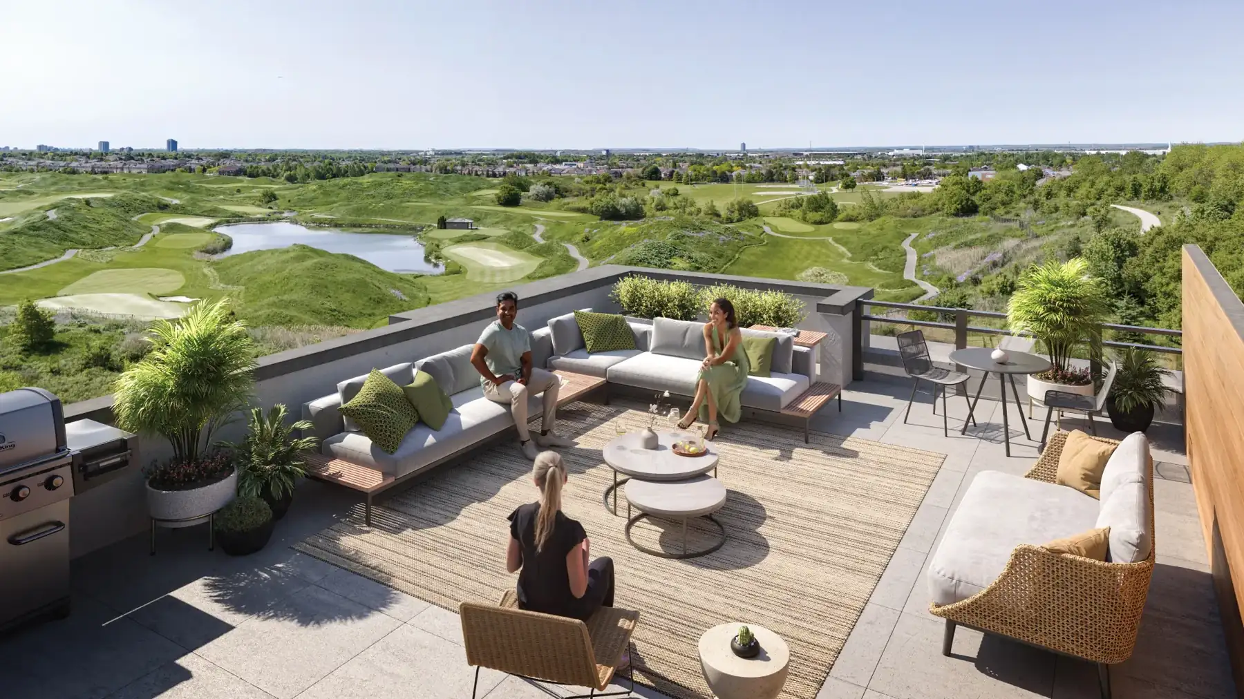 Rooftop terrace at Spruce Trails overlooking Turnberry Golf Club, Brampton