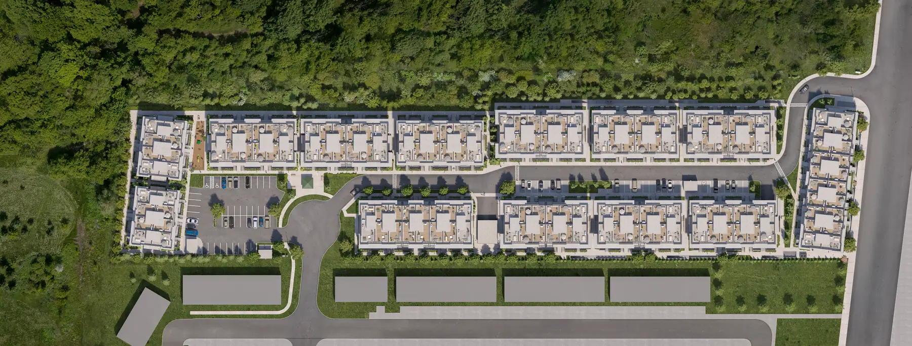 Spruce Trails site plan showing all blocks, parking and courtyard, Brampton