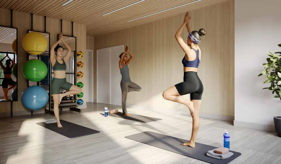 Yoga and exercise room at Spruce Trails, Brampton