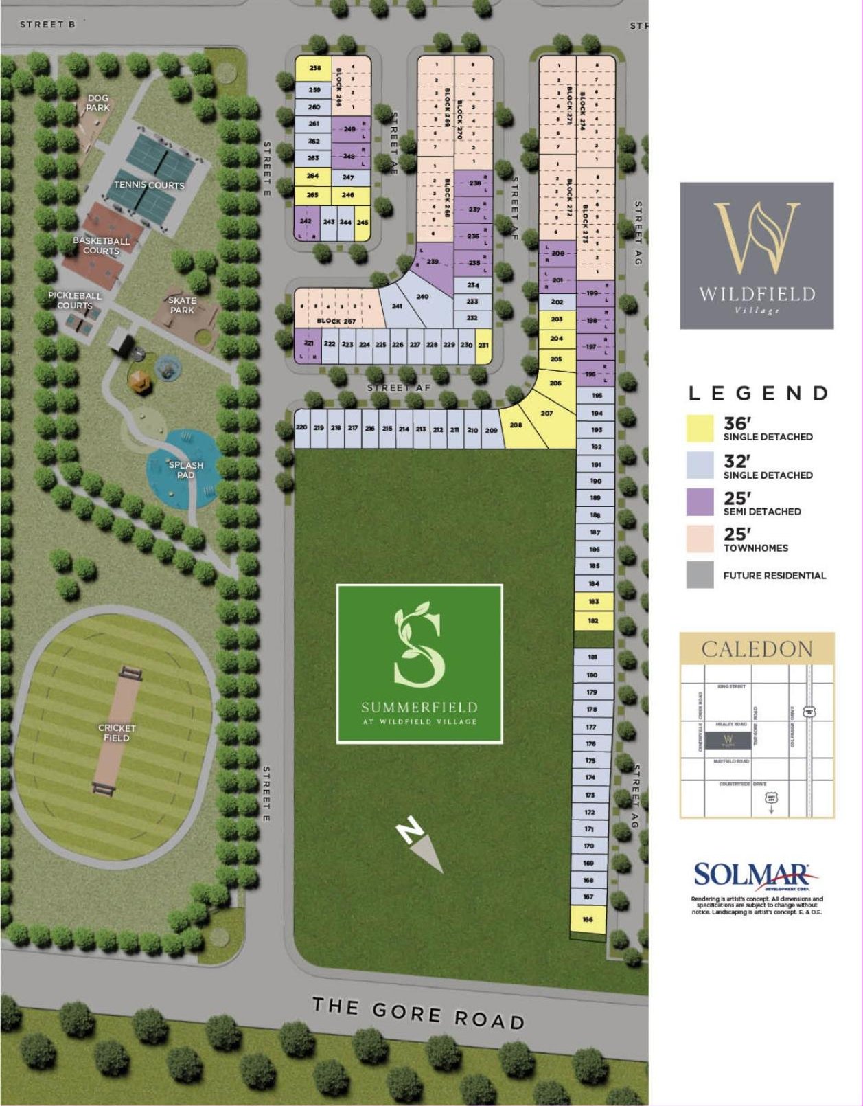 Wildfield Village Phase 1 Summerfield site plan with lot layout and community park